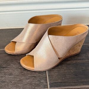 Kork-Ease Metallic Tan Wedge Sandals